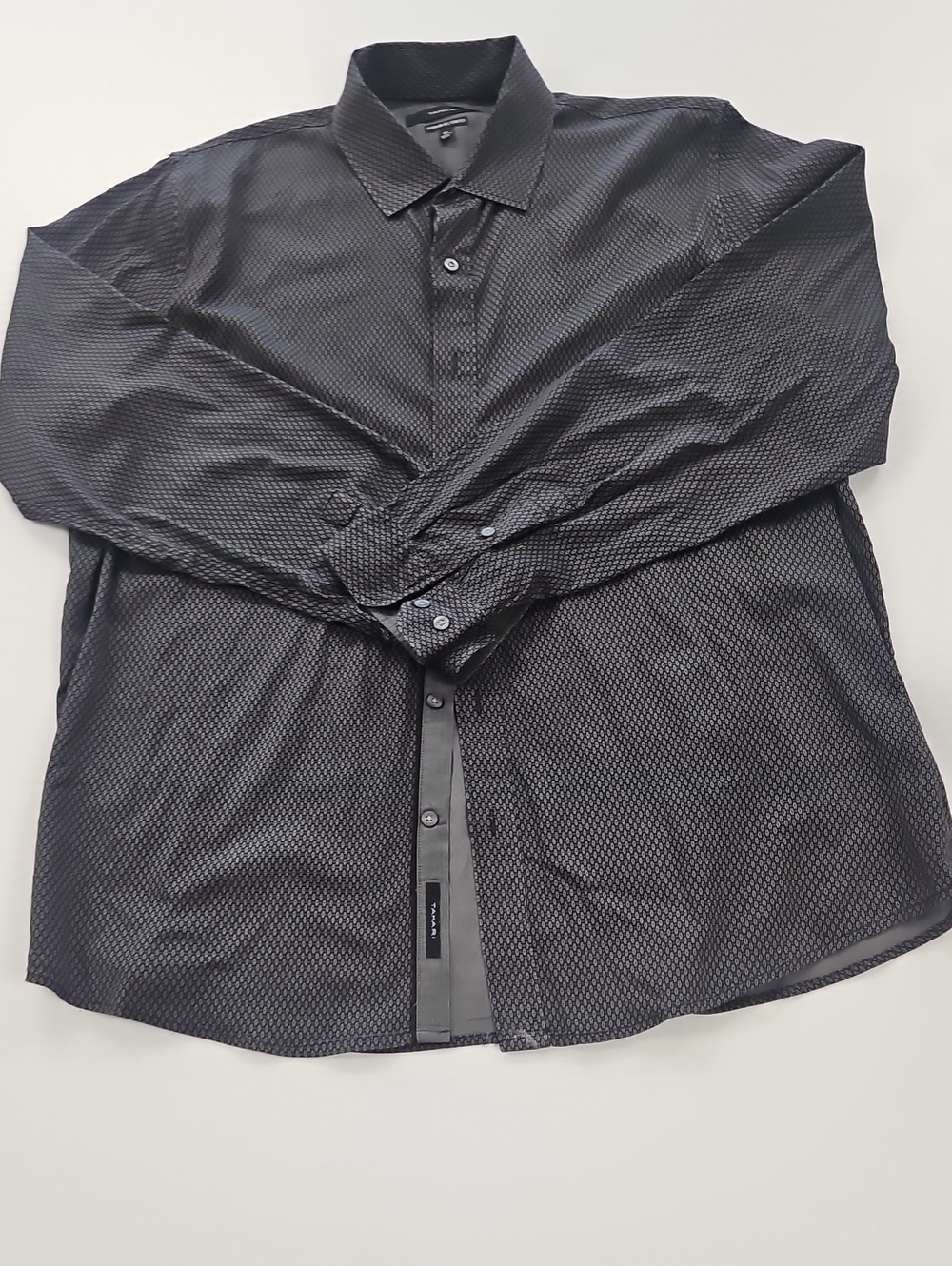 Tahari Black Textured Long-Sleeve Dress Shirt